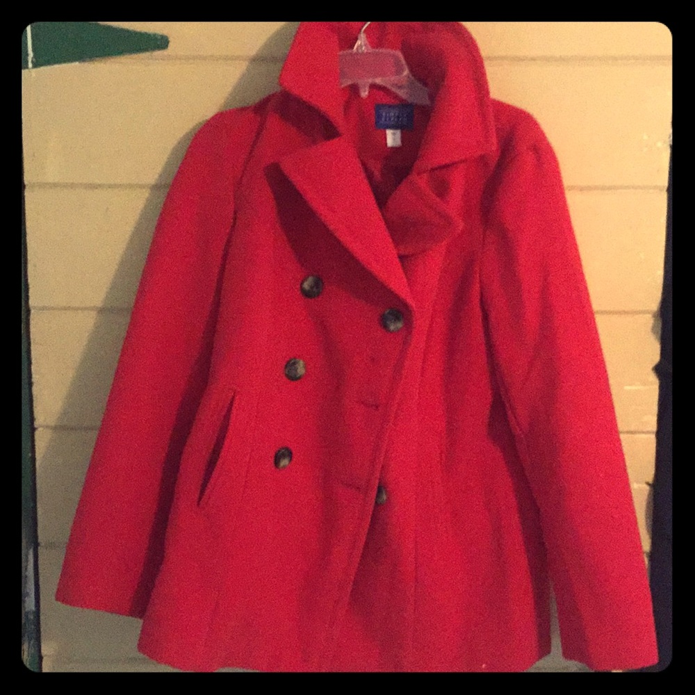 Red winter peacock jacket